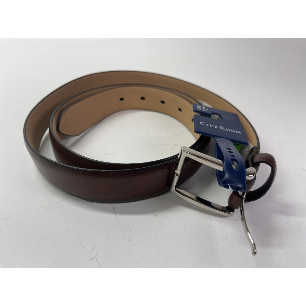 Club Room Mens Faux Leather Belt Brown XL 42-44 BQKJ